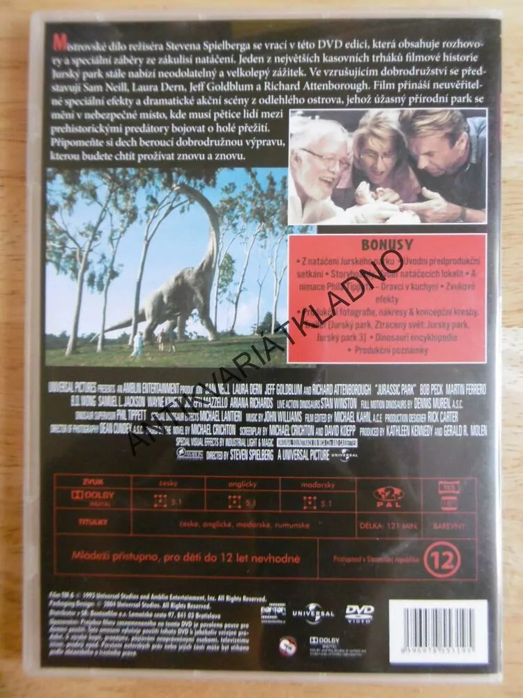 JURSKÝ PARK, DVD FILM