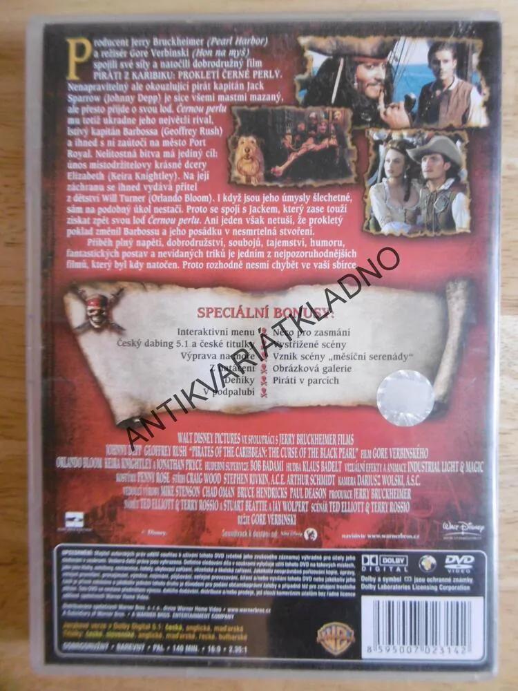PIRÁTI Z KARIBIKU, PROKLETÉ ČERNÉ PERLY, DVD FILM