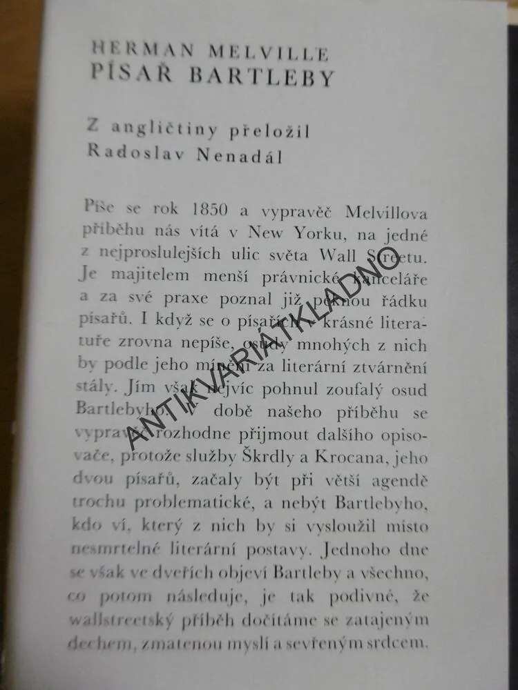 PÍSAŘ BARTLEBY, HERMAN MELVILLE, JINDŘICH ULRICH, **an