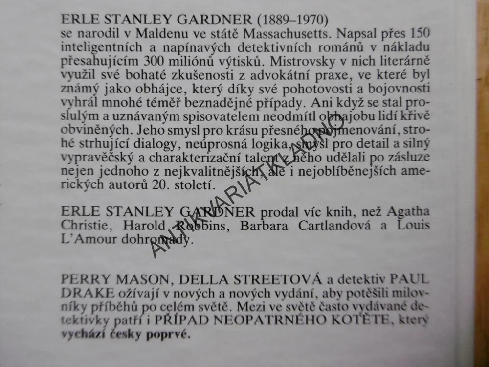 PŘÍPAD NEOPATRNÉHO KOTĚTE, E.S. GARDNER,