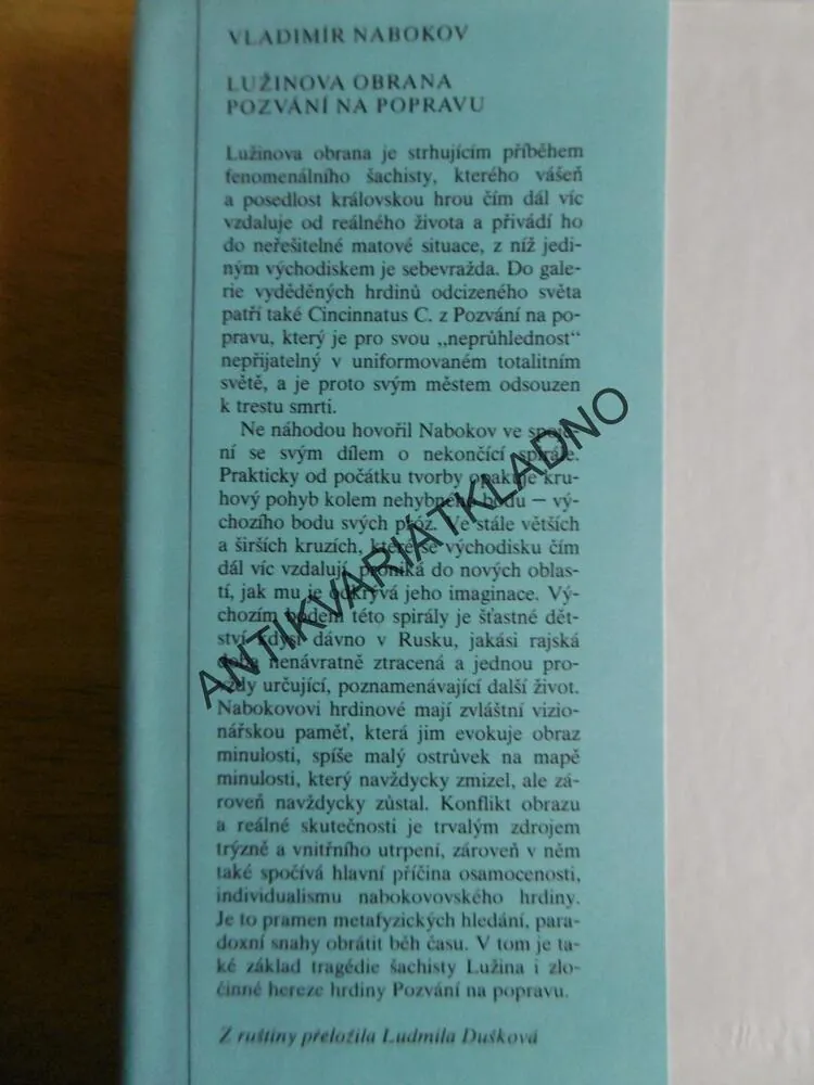 LUŽINOVA OBRANA, POZVÁNÍ NA POPRAVU, VLADIMÍR NABOKOV,
