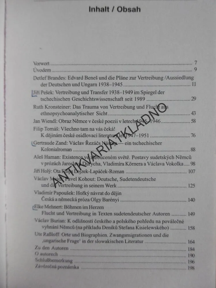 TRANSFER VYHNÁNÍ ODSUN V KONTEXTU ČESKÉ LITERATURY, ČESKY, NĚMECKY, **an