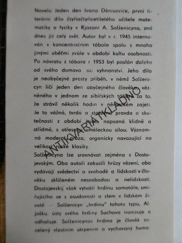 JEDEN DEN IVANA DĚNISOVIČE, ALEXANDR SOLŽENICYN