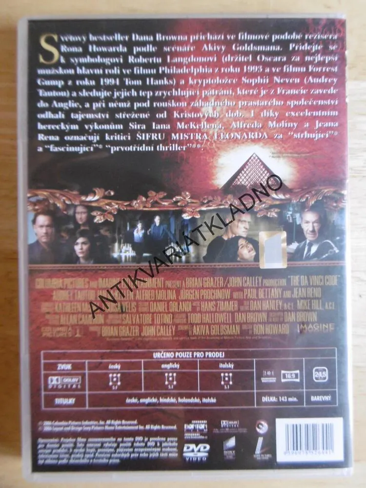 ŠIFRA MISTRA LEONARDA, TOM HANKS, DVD FILM