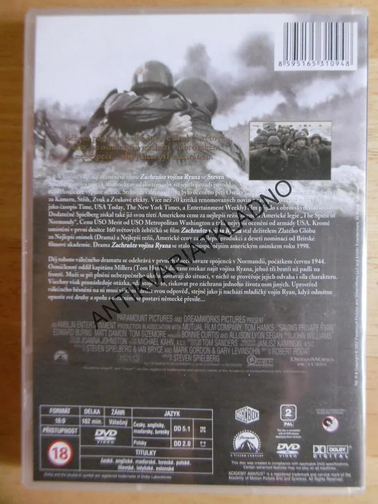 ZACHRAŇTE VOJÍNA RYANA, DVD FILM