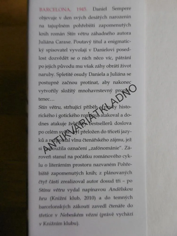 STÍN VĚTRU, CARLOS RUIZ ZAFÓN, **an