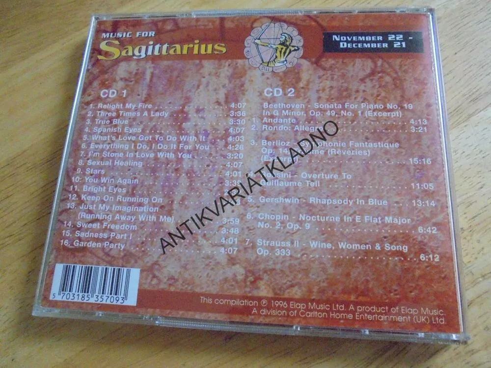 CD- MUSIC FOR SAGITTARIUS, HUDBA PRO STŘELCE, 2 CD
