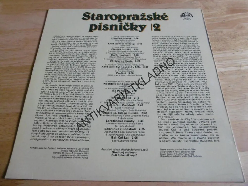STAROPRAŽSKÉ PÍSNIČKY 2., KOZDERKOVÁ, ZÍMA, FILIPOVSKÁ