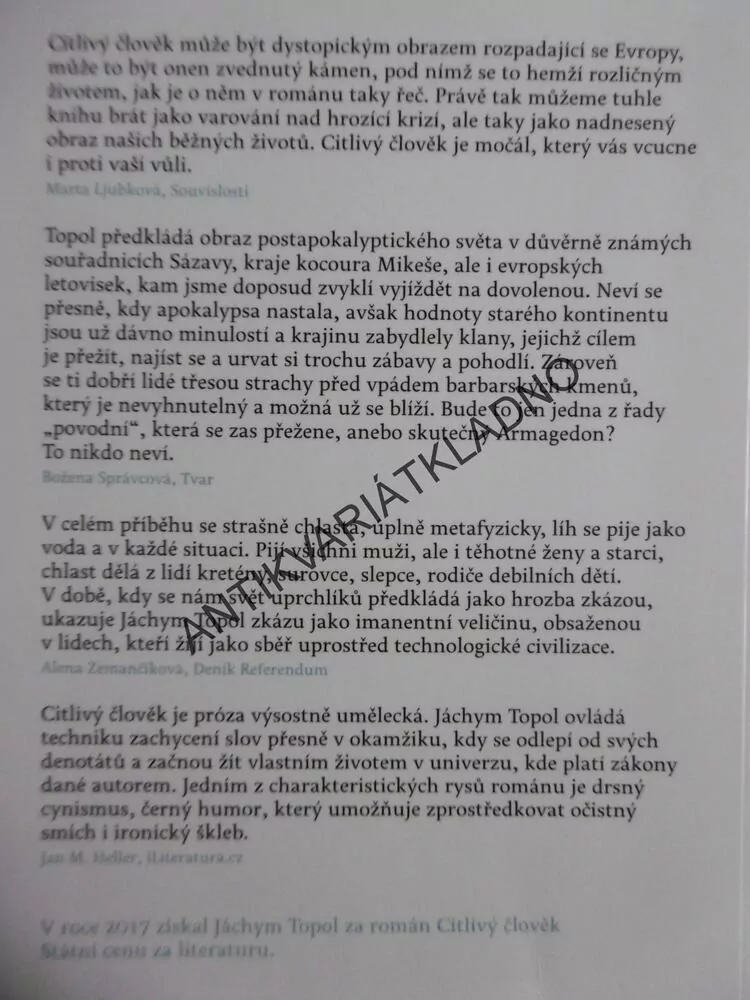 CITLIVÝ ČLOVĚK, JÁCHYM TOPOL, **an