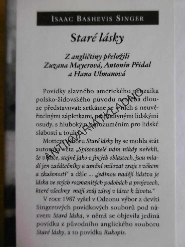 STARÉ LÁSKY, ISAAC BASHEVIS SINGER,