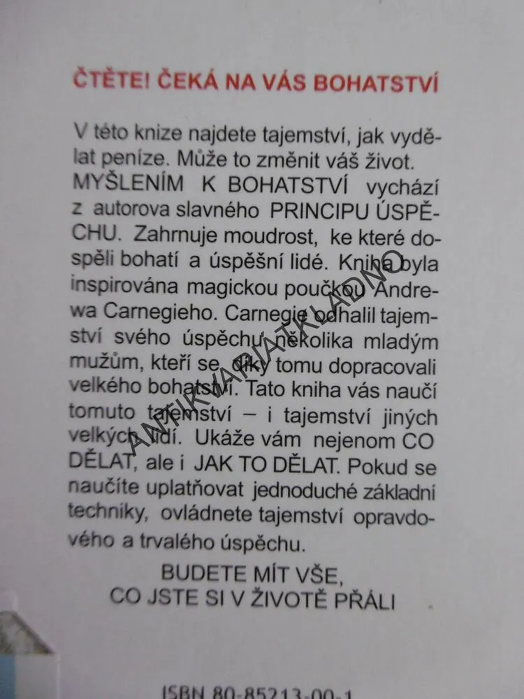MYŠLENÍM K BOHATSTVÍ, NAPOLEON HILL, 