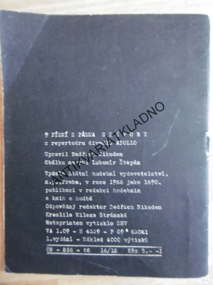 APOLLO, NEŠPORY, ZPĚVNÍK, NOTY, TEXTY, 1 ks