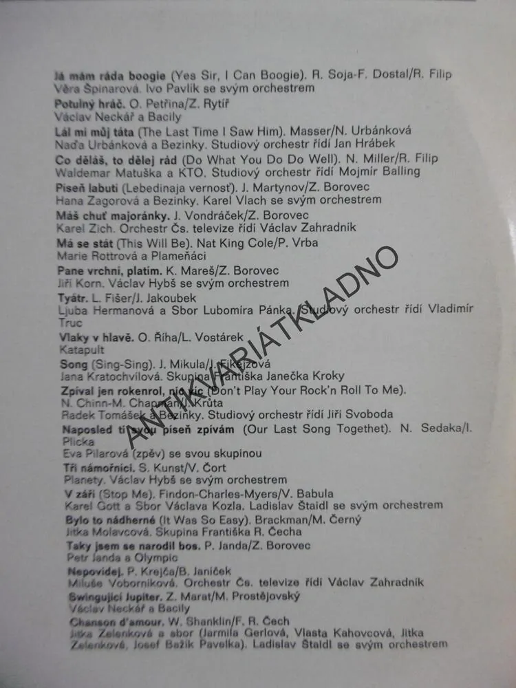 XVII. ALBUM SUPRAPHONU, TANEČNÍ HUDBA, KAREL GOTT, MIŠÍK, VONDRÁČKOVÁ, ŠPINAROVÁ,MATUŠKA, AJ.