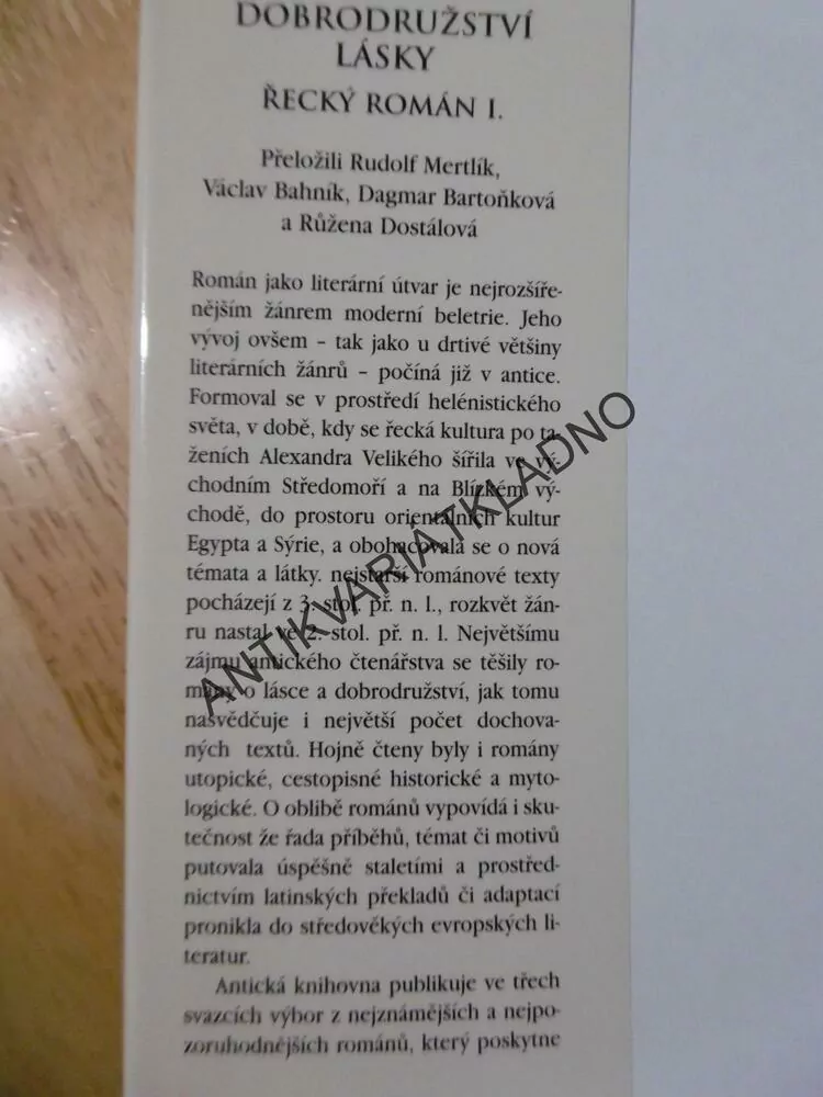 DOBRODRUŽSTVÍ LÁSKY, ŘECKÝ ROMÁN 1., ANTICKÁ KNIHOVNA