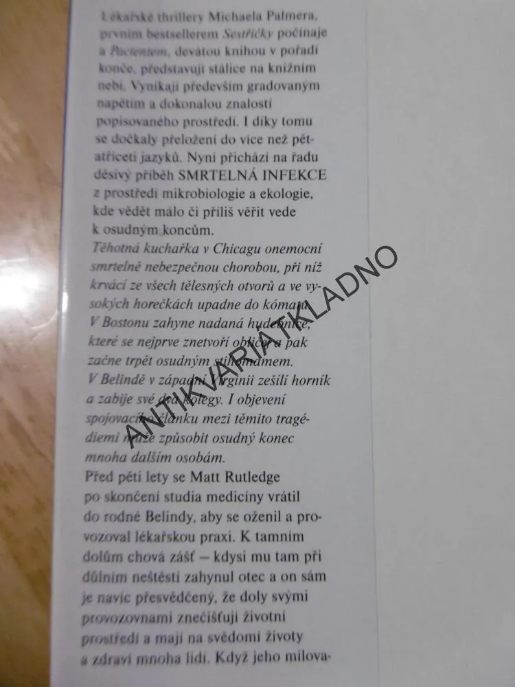 SMRTELNÁ INFEKCE, MICHAEL PALMER, **an