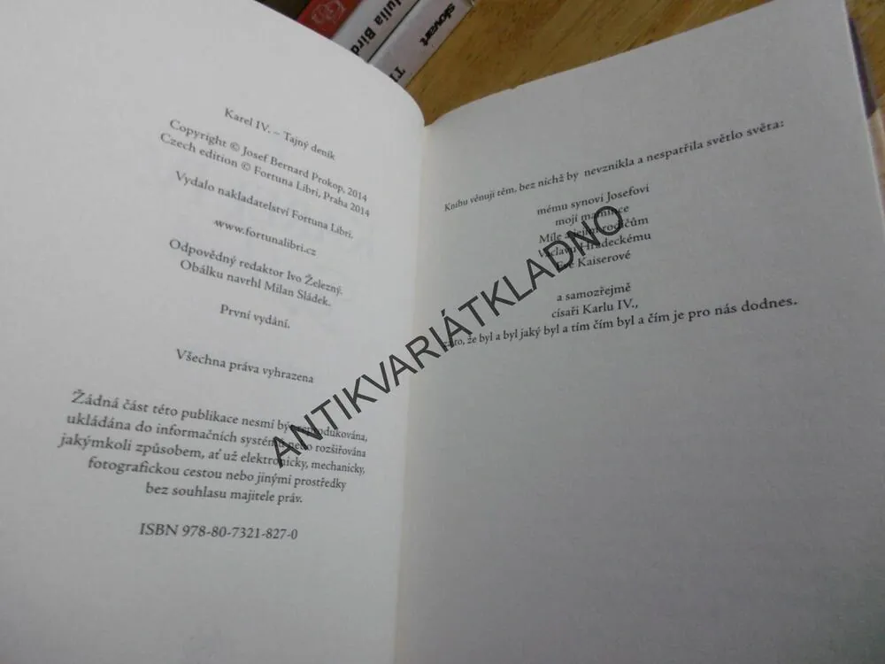 KAREL IV., TAJNÝ DENÍK, JOSEF BERNARD PROKOP, KRÁL A CÍSAŘ, **an