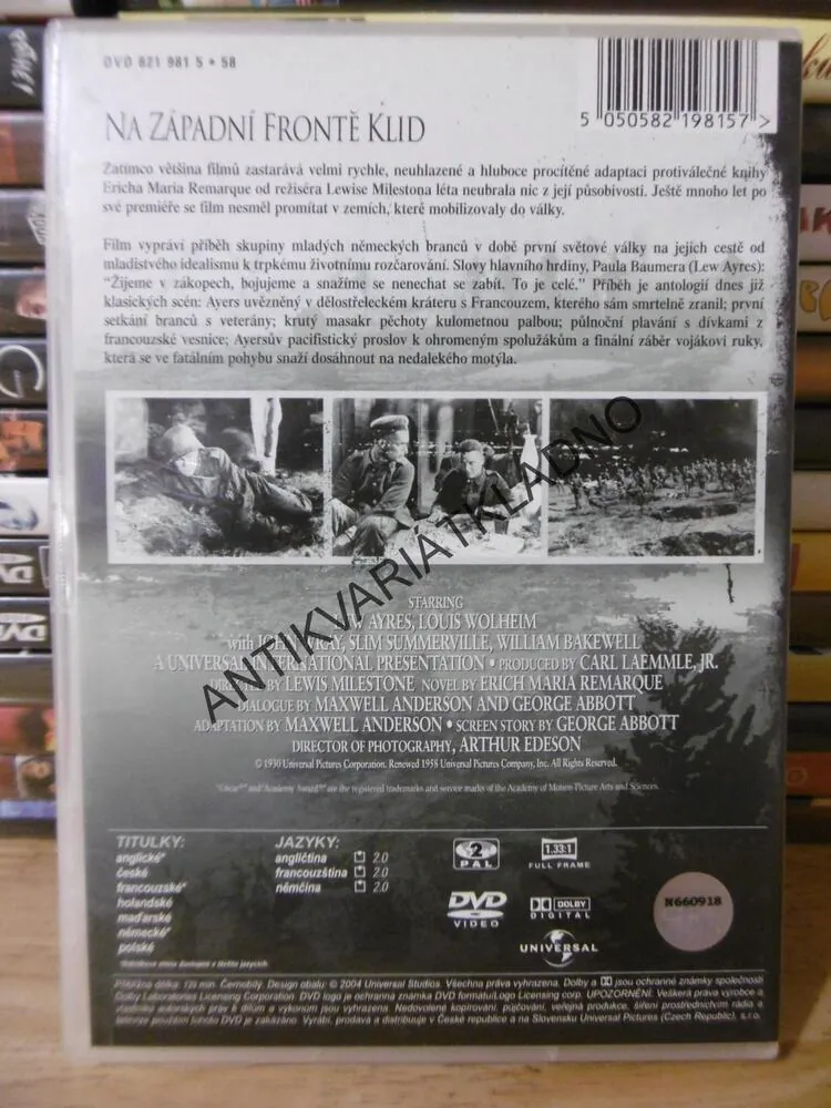 NA ZÁPADNÍ FRONTĚ KLID, DVD FILM