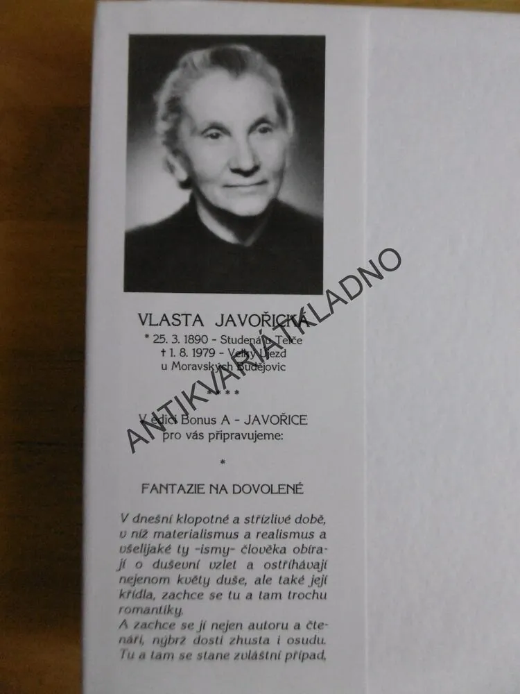 LIST VE VĚTRU, VLASTA JAVOŘICKÁ, **an