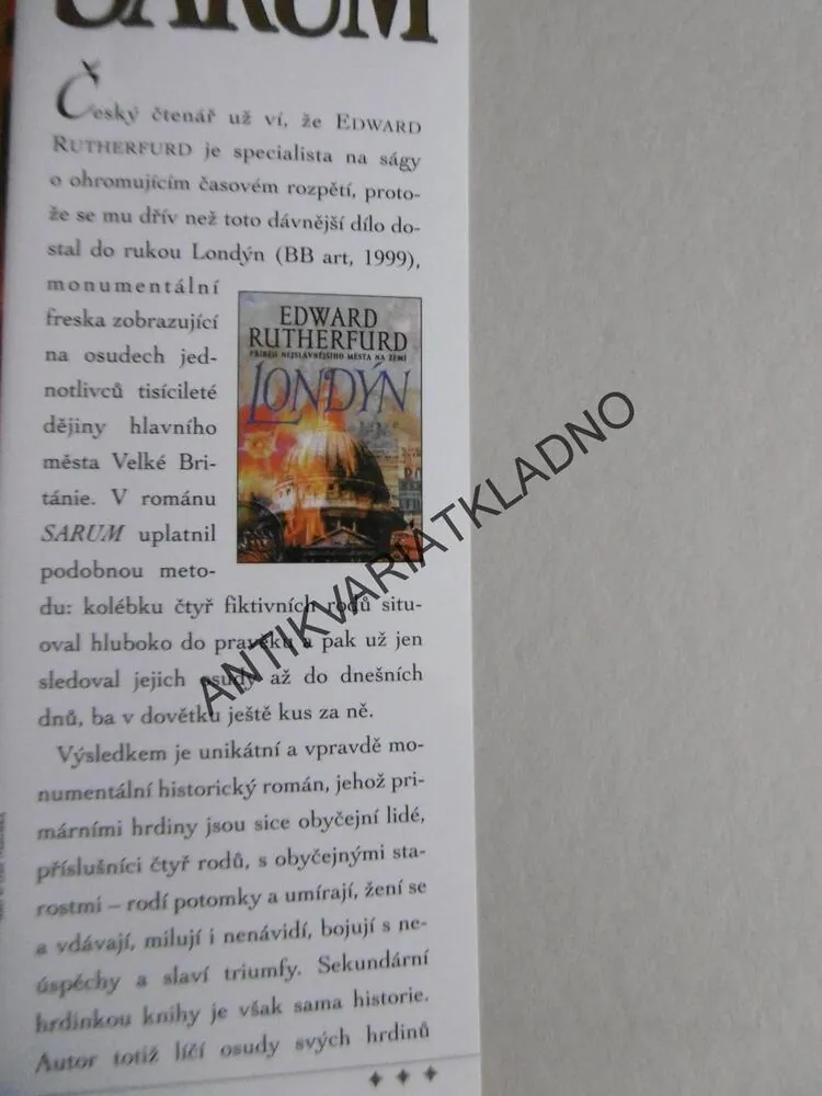SARUM, EDWARD RUTHERFURD, **an