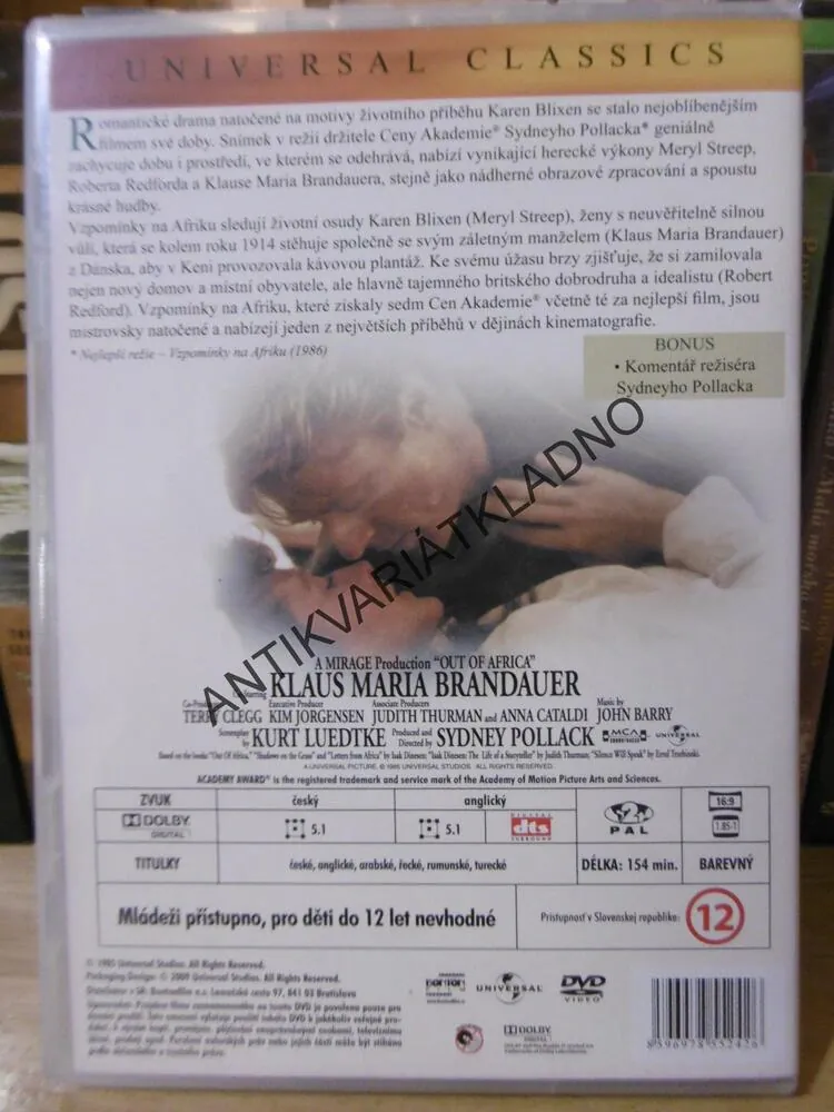 VZPOMÍNKY NA AFRIKU, DVD FILM 
