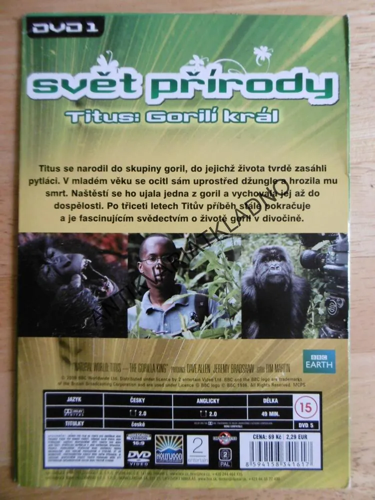 SVĚT PŘÍRODY, TITUSI GORILÍ KRÁL, DVD FILM DOKUMENT