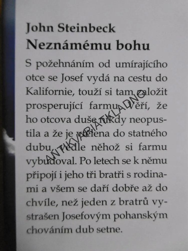 NEZNÁMÉMU BOHU, JOHN STEINBECK, **an