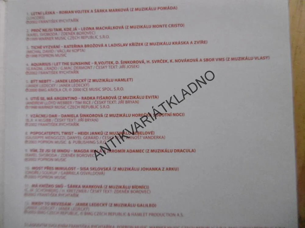 NEJVĚTŠÍ MUZIKÁLOVÉ HITY 2004, CD