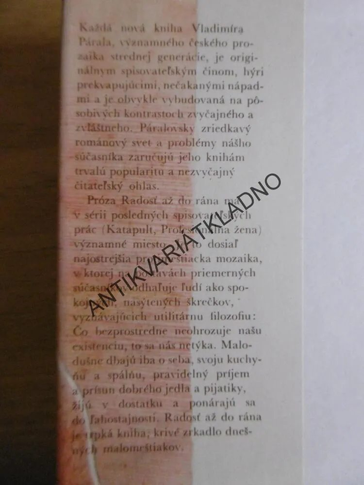 RADOSŤ AŽ DO RÁNA, VLADIMÍR PÁRAL, SLOVENSKY, **an