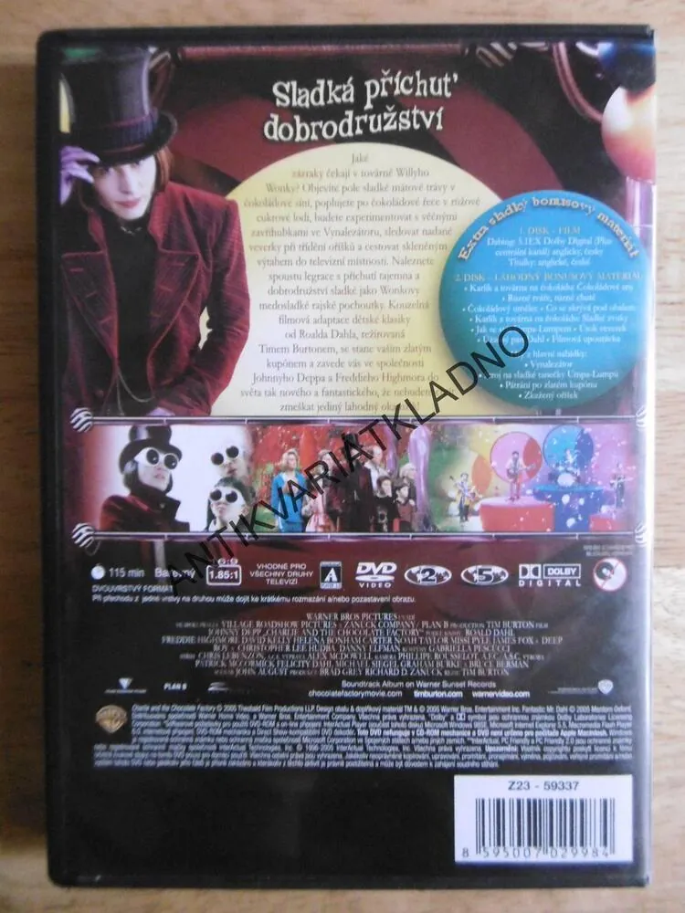 KARLÍK TOVÁRNA NA ČOKOLÁDU, DVD FILM