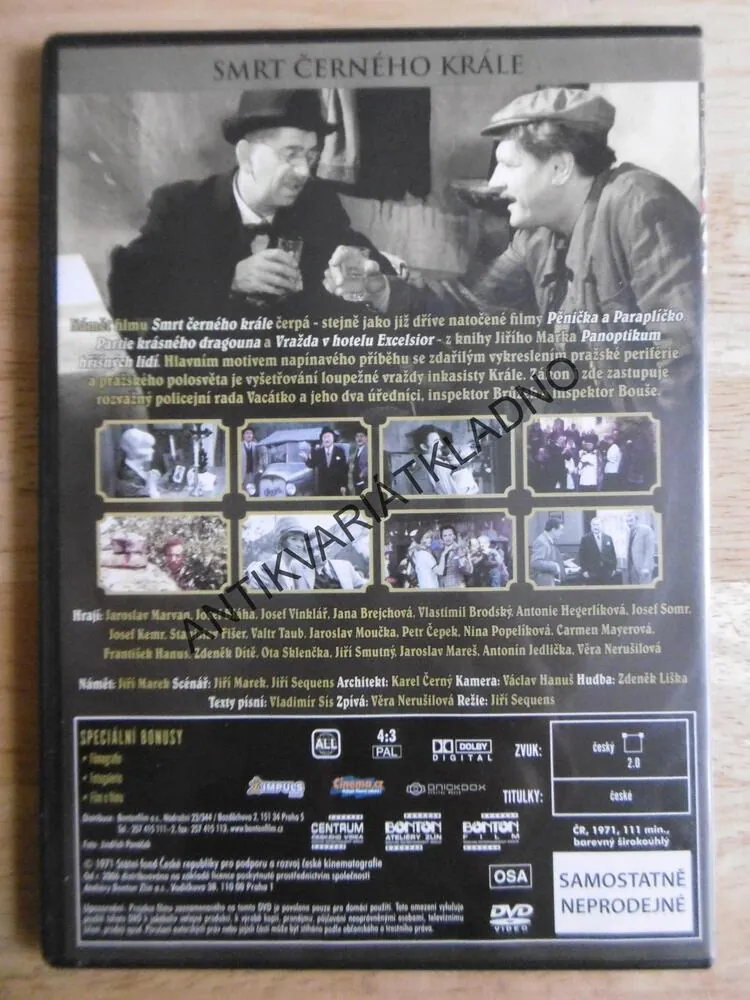 SMRT ČERNÉHO KRÁLE, JAROSLAV MARVAN, DVD FILM  ČR