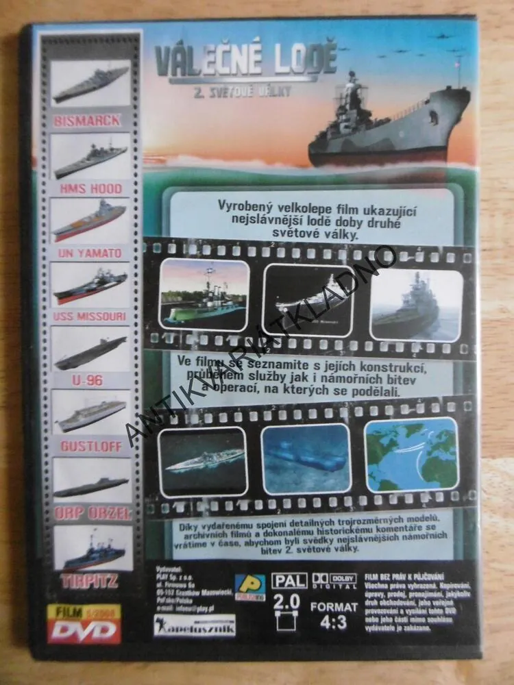 VÁLEČNÉ LODĚ 2.SVĚTOVÉ VÁLKY, DVD FILM DOKUMENT