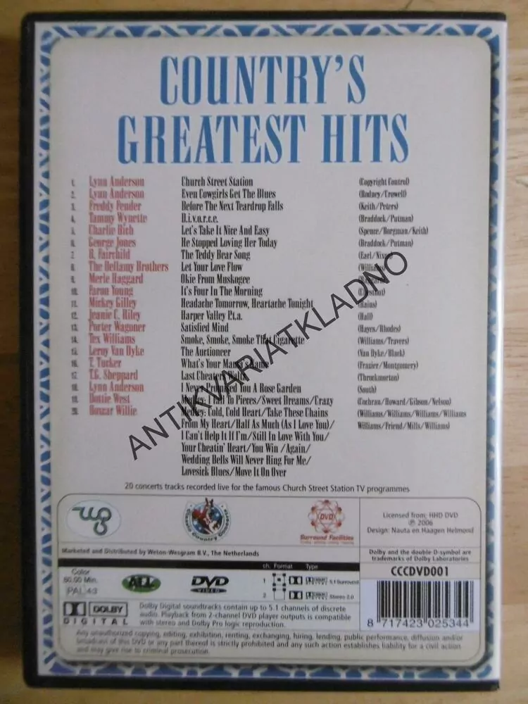 COUNTRY´S GREATEST HITS, DVD HUDBA