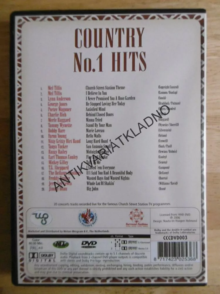 COUNTRY´S NO.1 HITS, DVD HUDBA