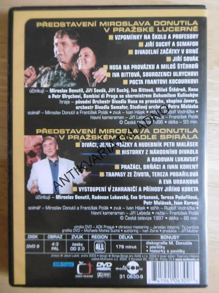 MIROSLAV DONUTIL A JEHO HOSTÉ, LUCERNA,SPIRÁLA, DVD FILM