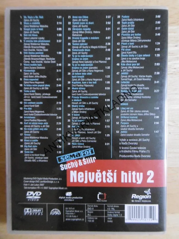 SEMAFOR, SUCHÝ ,ŠLITR, NEJVĚTŠÍ HITY 2., DVD HUDBA