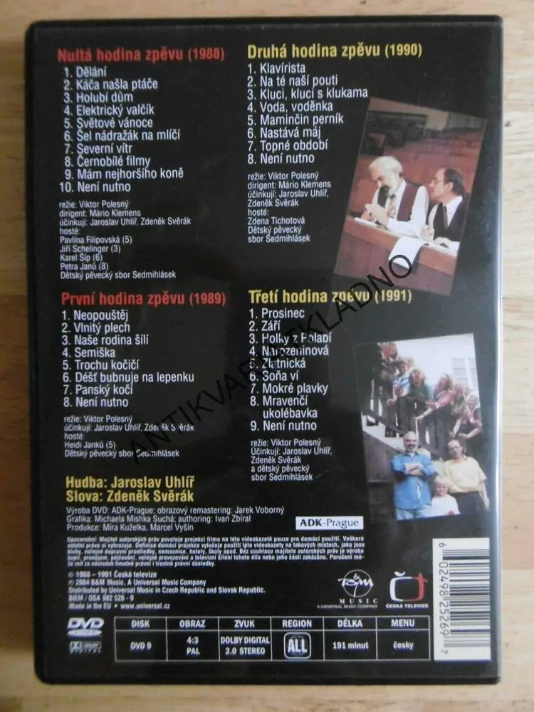 ČERVENÁ A ŽLUTÁ HODINA ZPĚVU, JAROSLAV UHLÍŘ, ZDENĚK SVĚRÁK,DVD HUDBA