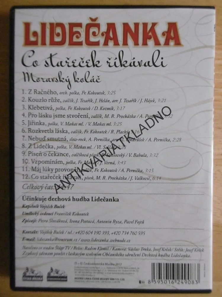 LIDEČANKA, CO STAŘEČEK ŘÍKÁVALI DVD HUDBA