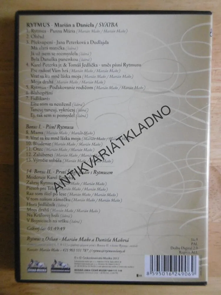 RYTMUS, MARIÁN A DANIELA Z OSLIAN, SVATBA, DVD HUDBA