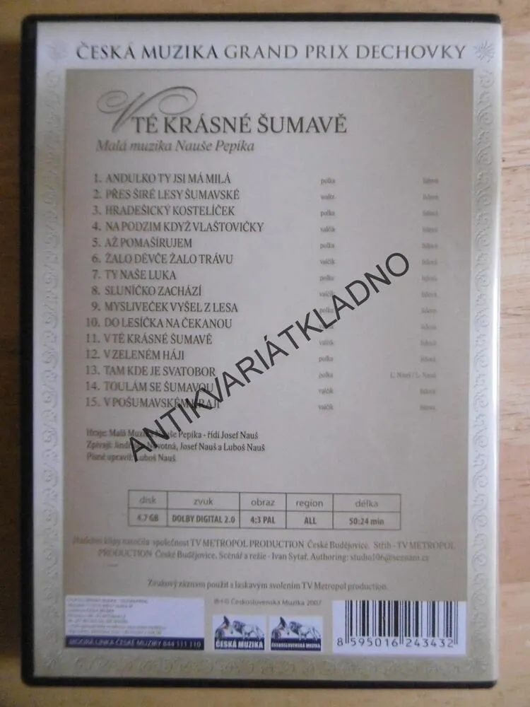 V TÉ KRÁSNÉ ŠUMAVĚ, MALÁ MUZIKA NAUŠE PEPÍKA, DVD HUDBA