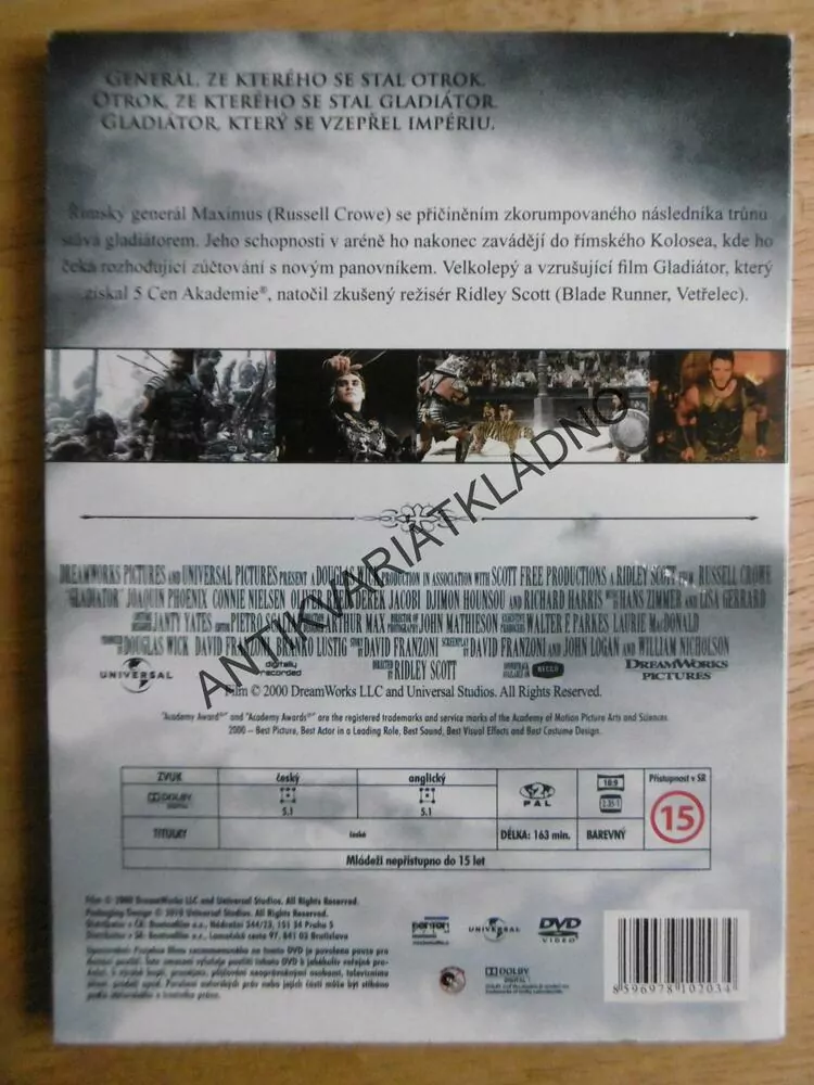 GLADIÁTOR, DVD FILM 