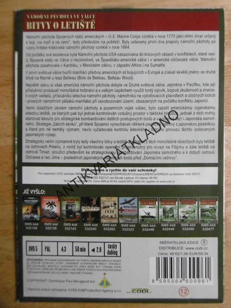 NÁMOŘNÍ PĚCHOTA VE VÁLCE, BITVA O LETIŠTĚ, SVĚTOVÝ DOKUMENT DVD FILM SVĚT.VÁLKA