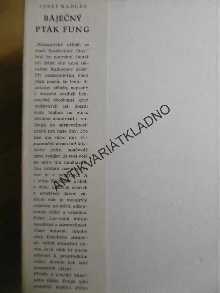BÁJEČNÝ PTÁK FUNG, JOSEF KADLEC,