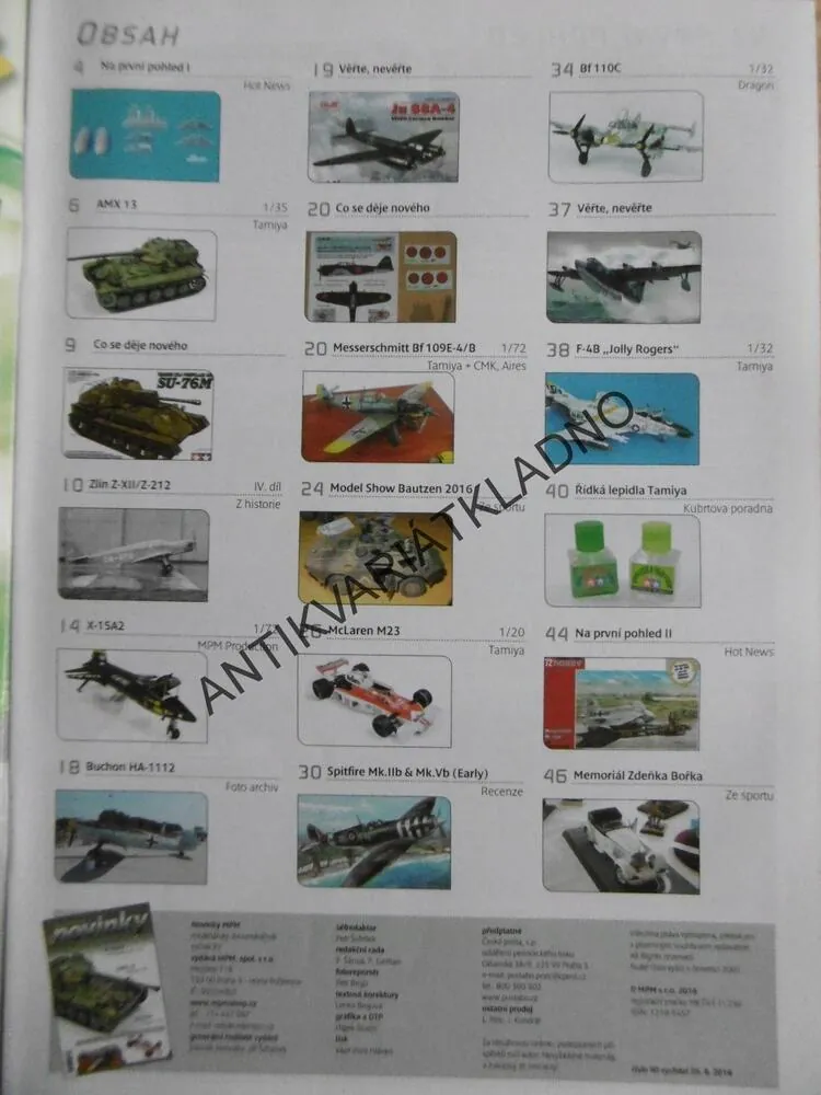 NOVINKY ZE SVĚTA MODELÁŘSTVÍ, 89., 2016