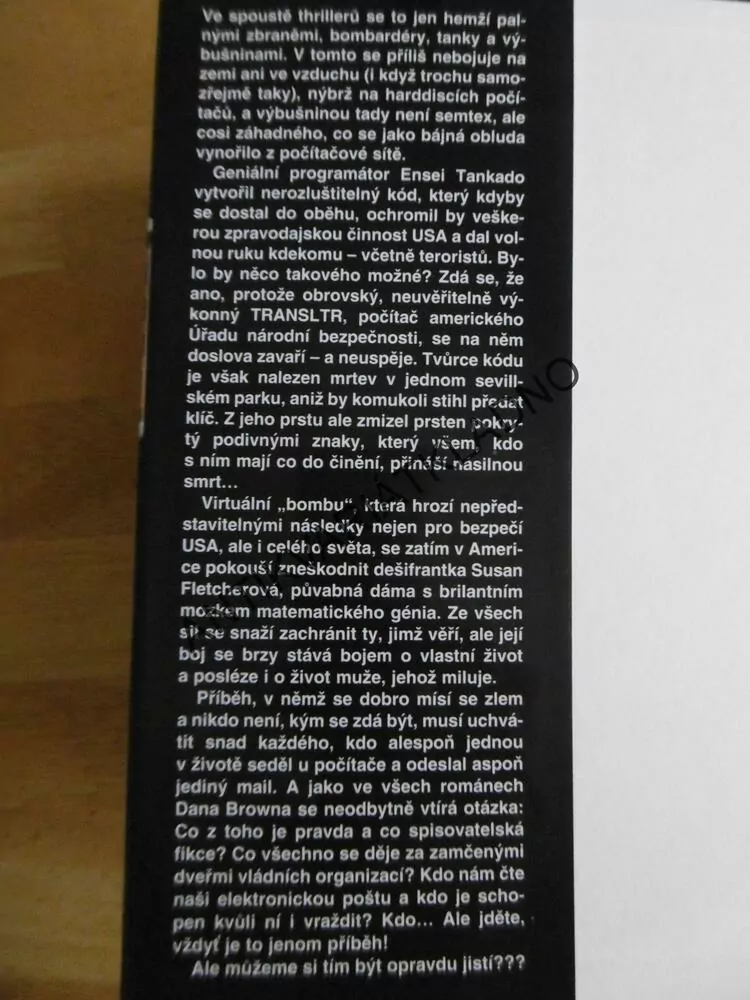 DIGITÁLNÍ PEVNOST, DAN BROWN, **an