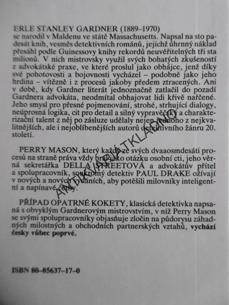 PŘÍPAD OPATRNÉ KOKETY, E.S. GARDNER,