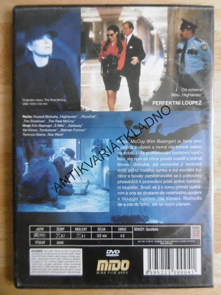 PERFEKTNÍ LOUPEŽ, KIM BASINGER, VAL KILMER, DVD FILM