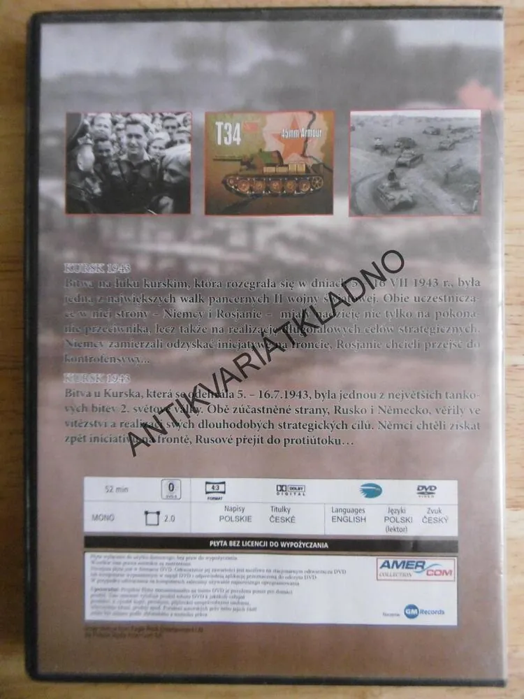 KURSK 1943, RUSKO, DOKUMENT DVD FILM 2.SVĚT.VÁLKA