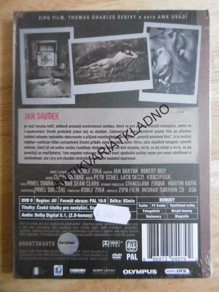 JAN SAUDEK, FOTOGRAF, V PEKLE SVÝCH VÁŠNÍ, RÁJ V NEDOHLEDNU, DVD FILM