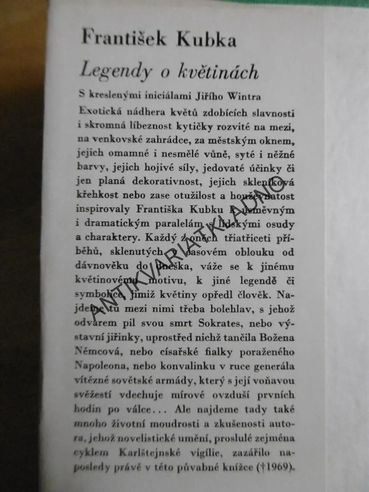 LEGENDY O KVĚTINÁCH, FRANTIŠEK KUBKA, NEPRAKTA, 1967, **an
