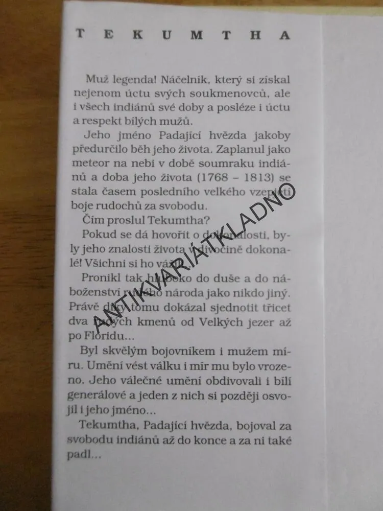 TEKUMTHA, POSLEDNÍ VELKÝ ŠONÍ, ROBERT BEHOLZ, ZDENĚK BURIAN, **an